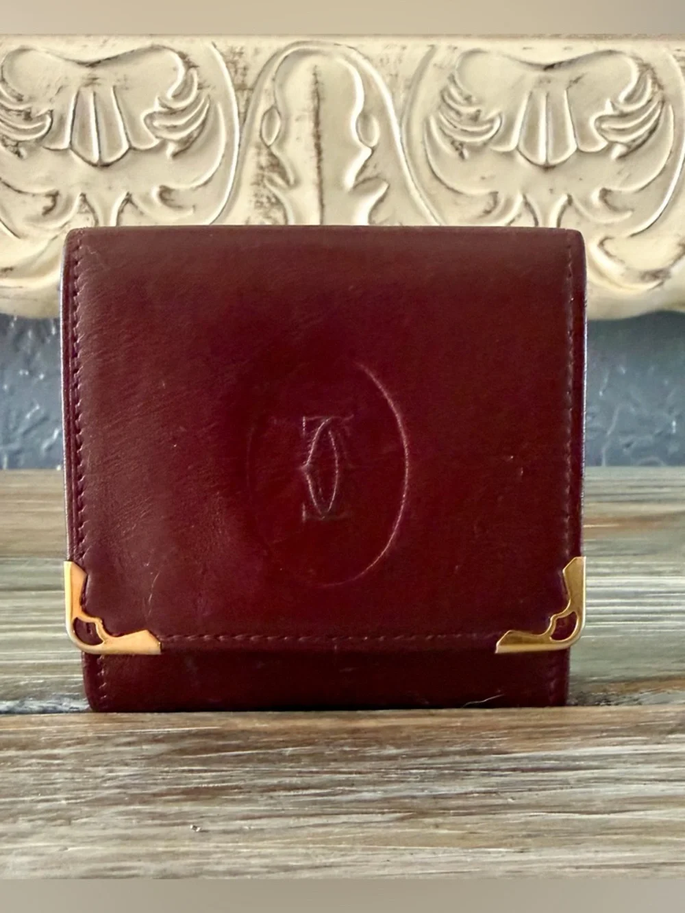 Cartier coin case square purse / wallet Must de Bordeaux 73184184